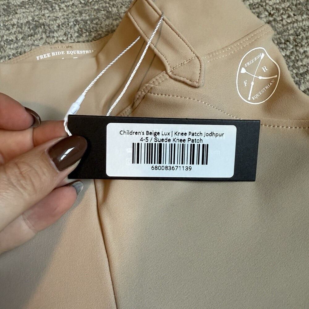 Free Ride Equestrian NEW Children's Lux Breeches In Beige Size 4-5 Kids Horse - Picture 6 of 8
